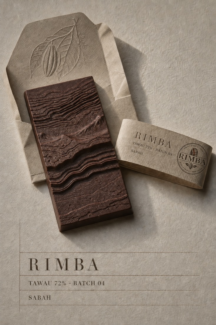 Rimba bean-to-bar chocolate brand identity